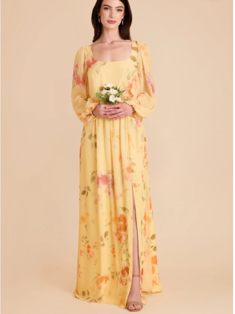 Birdy Grey Eloise Rococo Yellow Floral Print Romantic Bridesmaid Dress XXL